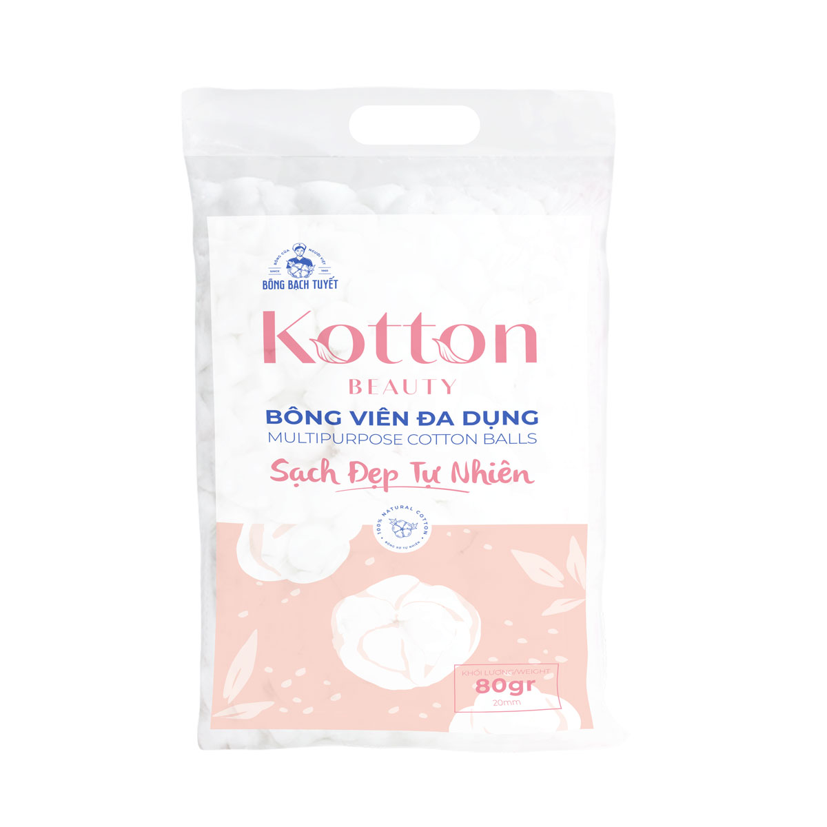Bông viên tiện dụng cotton 80g - Kotton Beauty